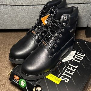 Lugz Men's Black Steel-Toe Lace-Up Work Boots